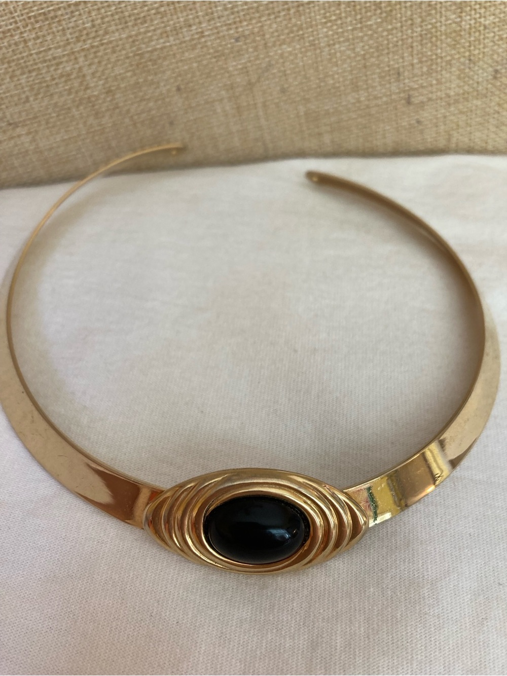 Park lane Signed Vintage Cuff Collar Necklace with Black Cabochon